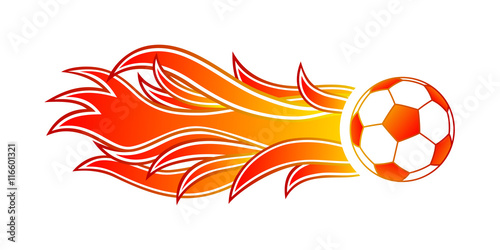 Flying soccer ball with flames