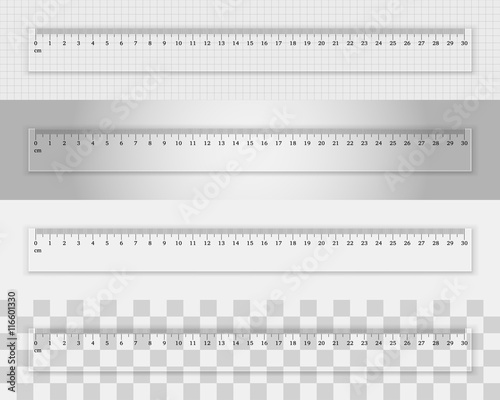 Transparent plastic ruler 30 centimeters