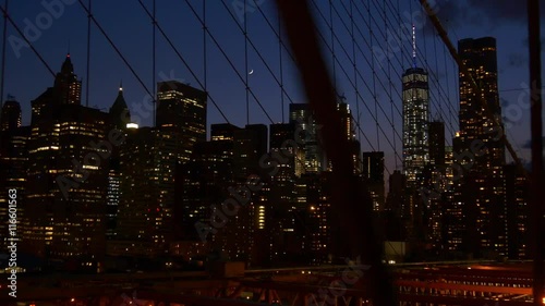new york night manhattan brooklyn bridge walking panorama 4k usa
