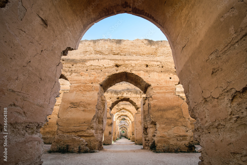 The old Meknes entrance to the granary, Morocco