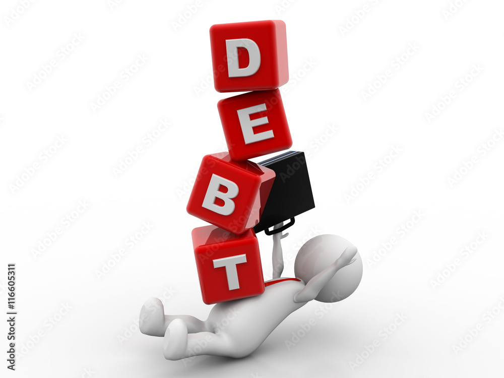3d rendering man crushed by concept debt 3d rendering man crushed by concept debt