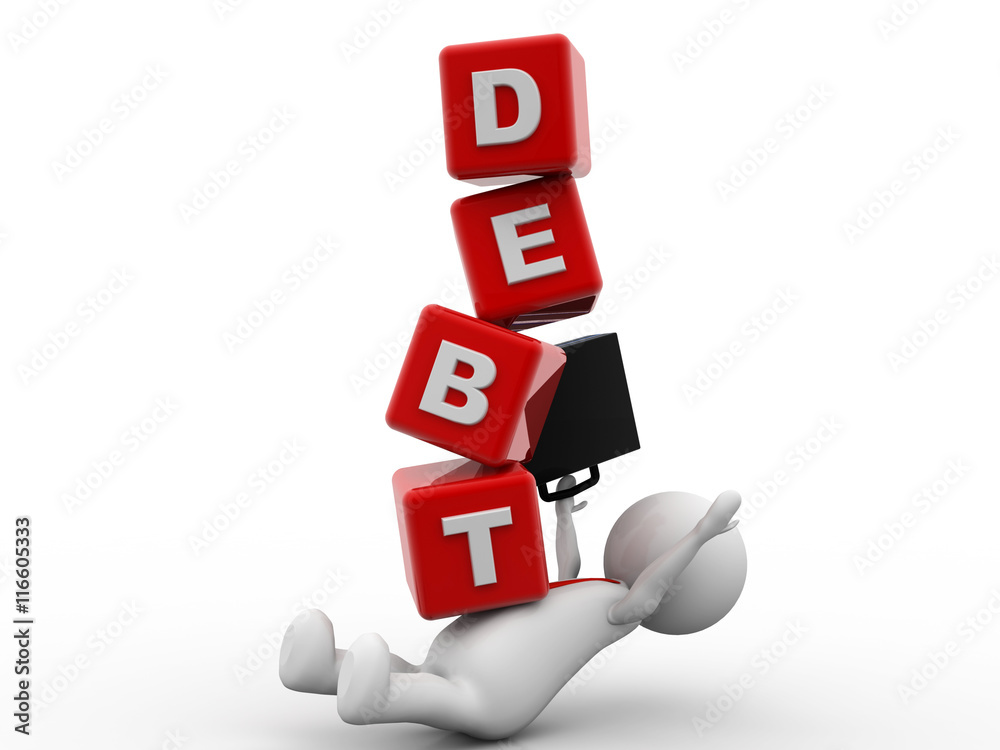 3d rendering man crushed by concept debt 3d rendering man crushed by concept debt