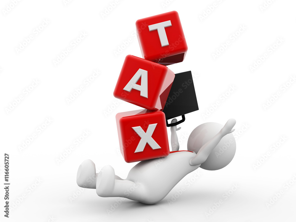 3d renderer illustration. White people and tax word. 3d renderer illustration. White people and tax word.