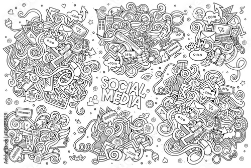 Sketchy vector hand drawn Doodle cartoon set of objects 