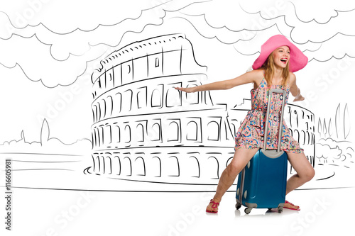 Young woman travelling to Rome in Italy