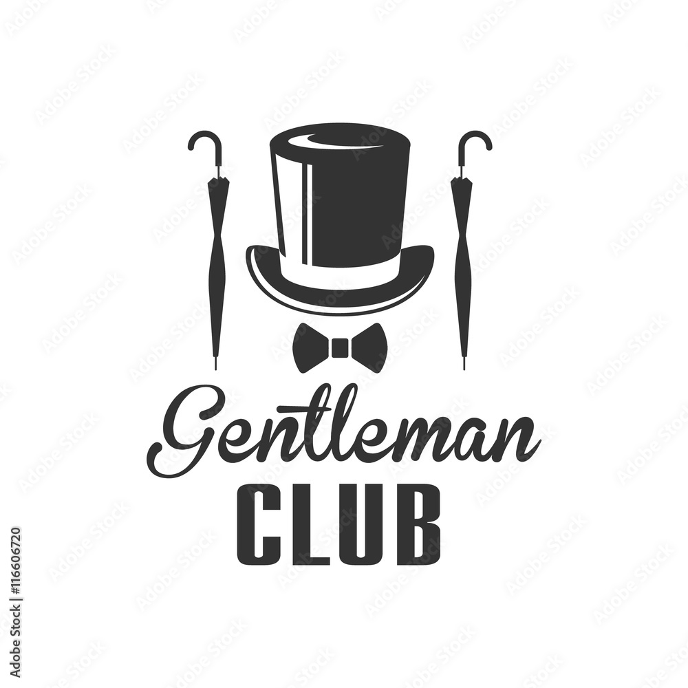 Gentleman Club Label Design With Umbrella Gentleman Club Label Design With Umbrella