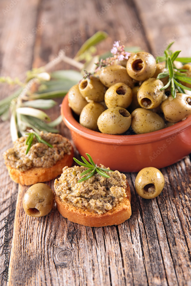 green olive and tapenade