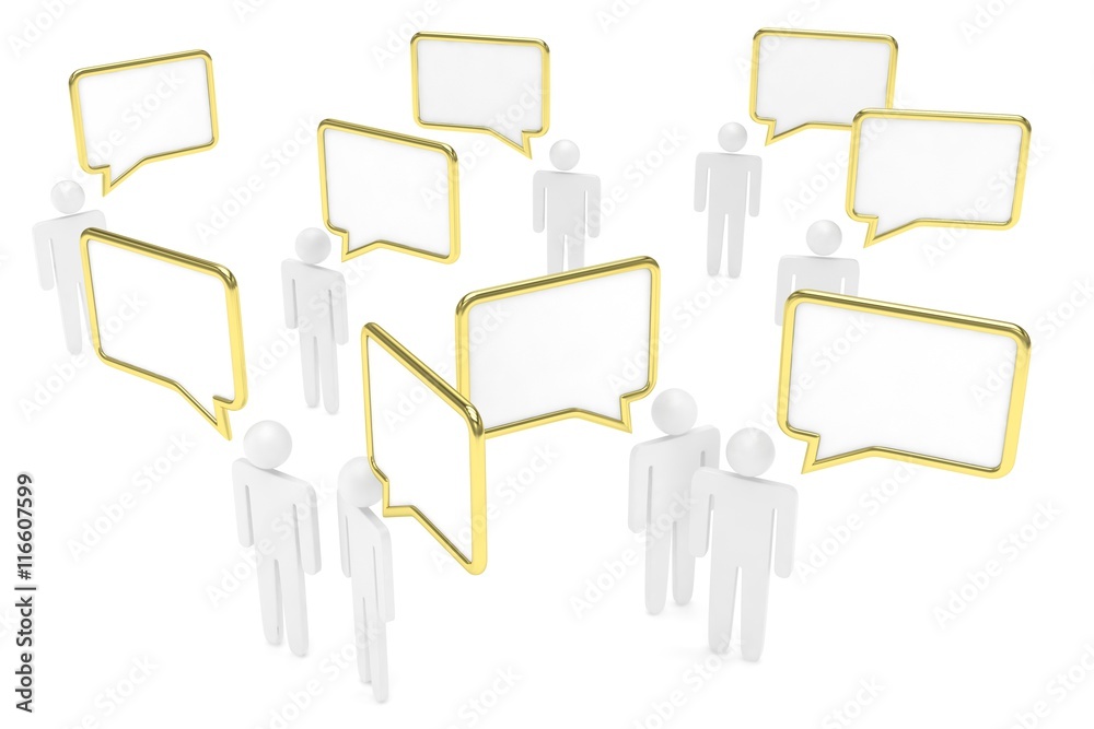 people with talk bubbles isolated over a white background. 3d rendering. people with talk bubbles isolated over a white background. 3d rendering.