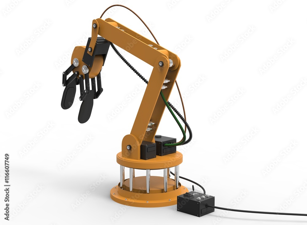 Hver uge craft ærme 3d illustration of robotic arm. white background isolated. rube and steel.  icon for game web. mechanism robot. bomb disarmament and disposal.  automotive assembly lines Stock Illustration | Adobe Stock
