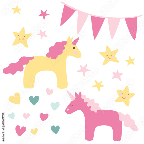 Cute unicorns clip art