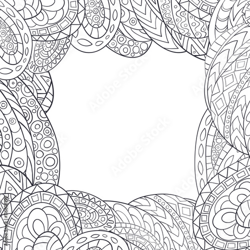 Decorative frame from abstract elements of hand-drawn . 
Style zentangl.
