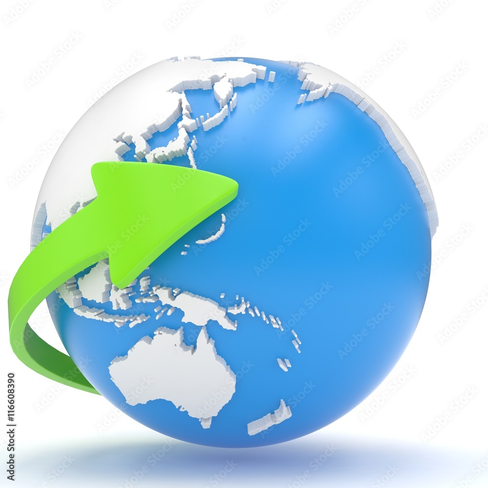 Fototapeta premium Arrow and Earth globe. 3d render