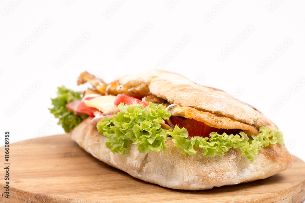 Bread sandwich with lettuce meat cheese tomato Bread sandwich with lettuce meat cheese tomato
