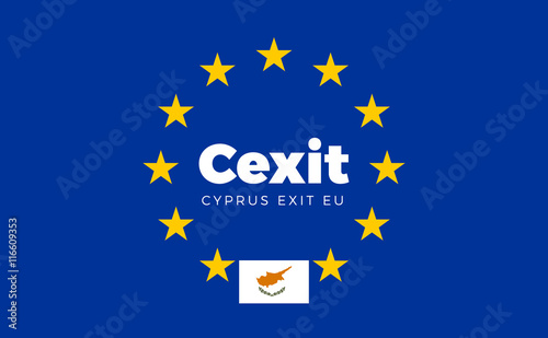 Flag of Cyprus on European Union. Cexit - Cyprus Exit EU Europea