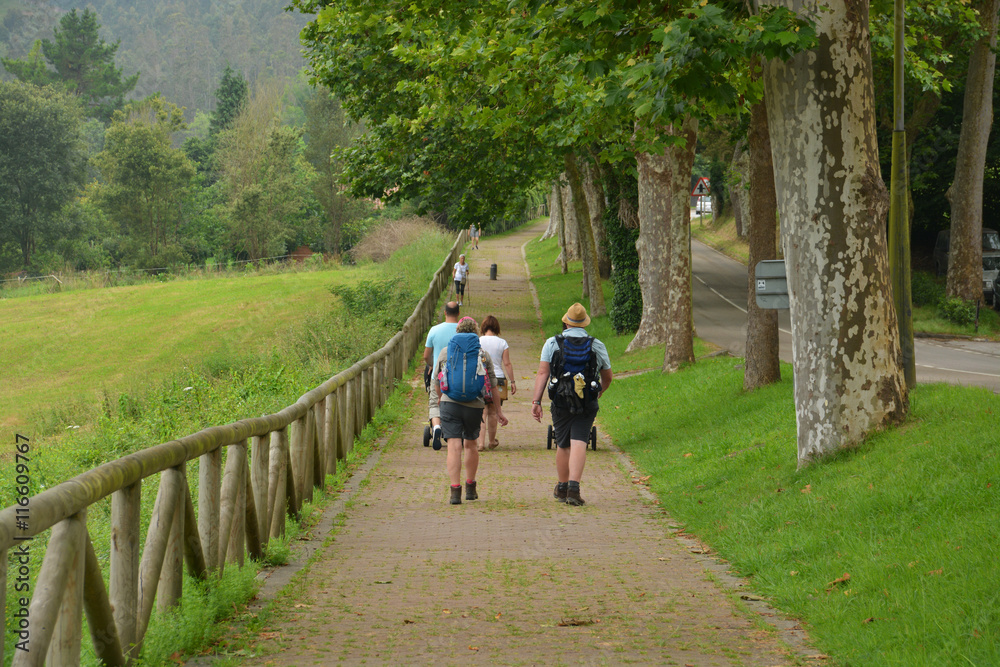 peregrinos caminando por el camino del norte