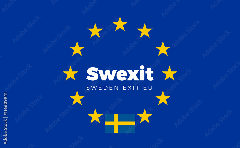 Flag of Sweden on European Union. Swexit - Sweden Exit EU Europe