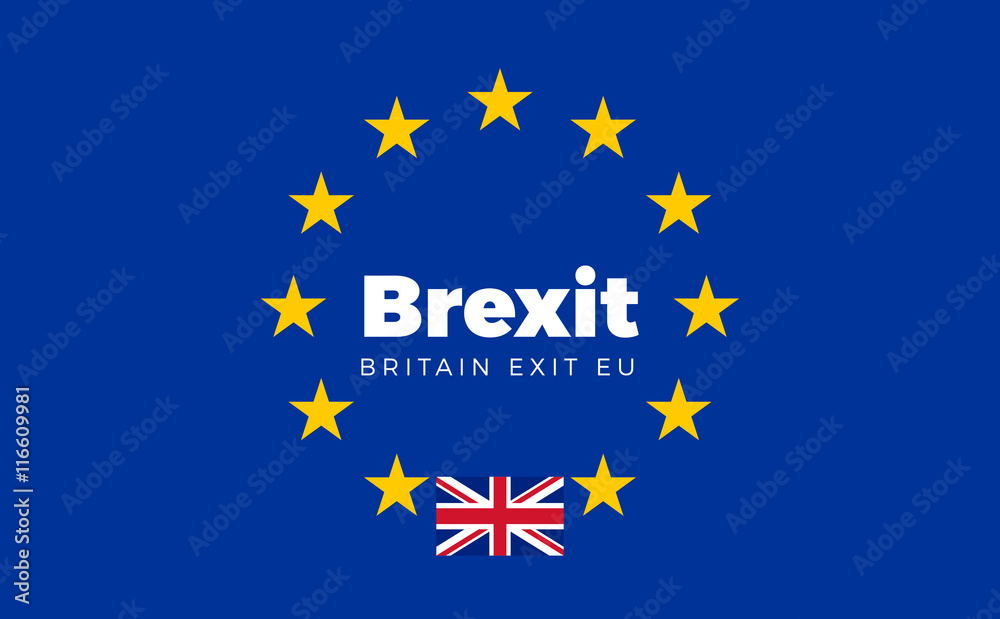 Flag of Britain on European Union. Brexit - Britain Exit EU Euro Flag of Britain on European Union. Brexit - Britain Exit EU Euro