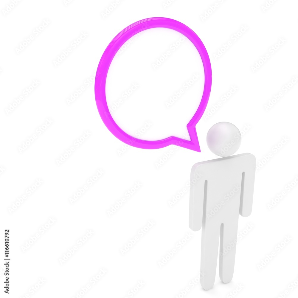 3d man with talk bubbles isolated over a white background. 3d rendering. 3d man with talk bubbles isolated over a white background. 3d rendering.