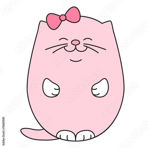 Cute sleeping kitten in pink color