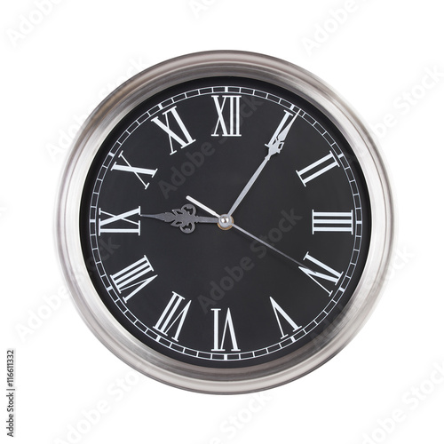 Five minutes past nine on a clock face