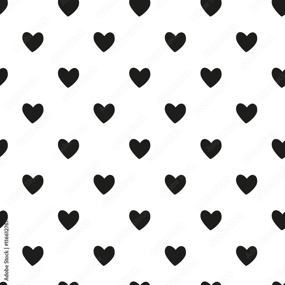 Fototapeta premium Black hearts sewamless pattern