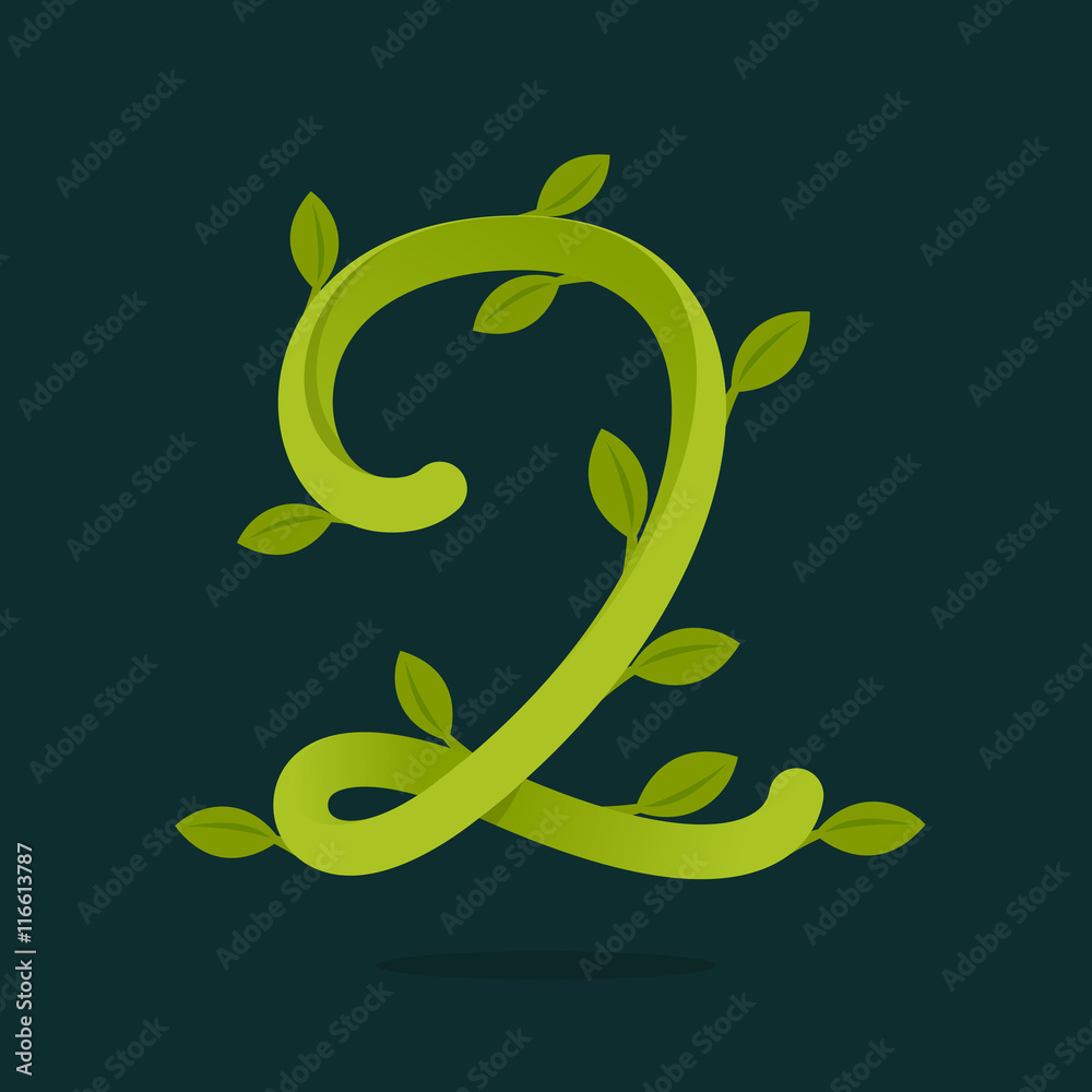 Number two logo with green leaves. Number two logo with green leaves.