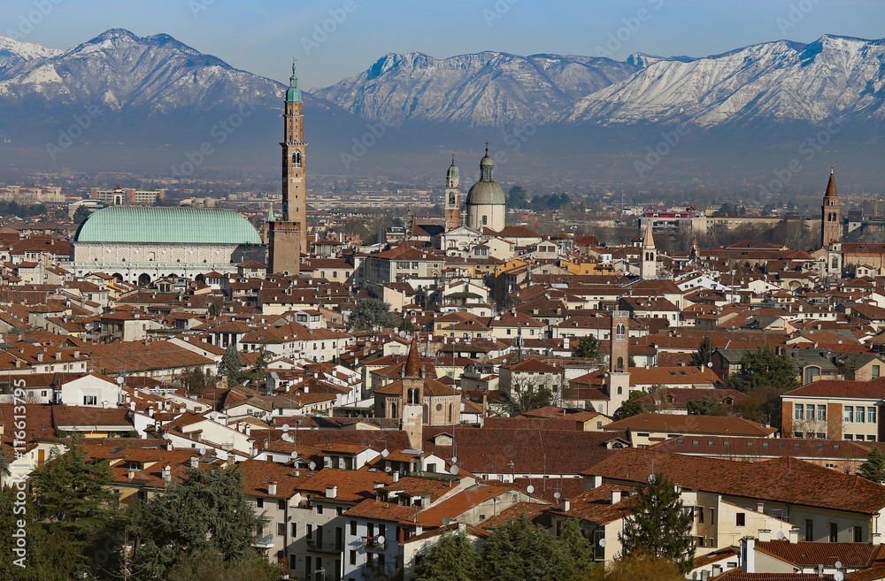Vicenza, Italy, Panorama of the city with Basilica Palladiana an