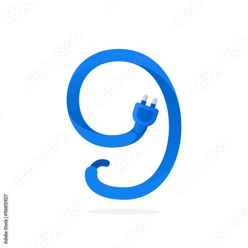Number nine logo formed by plug cable.