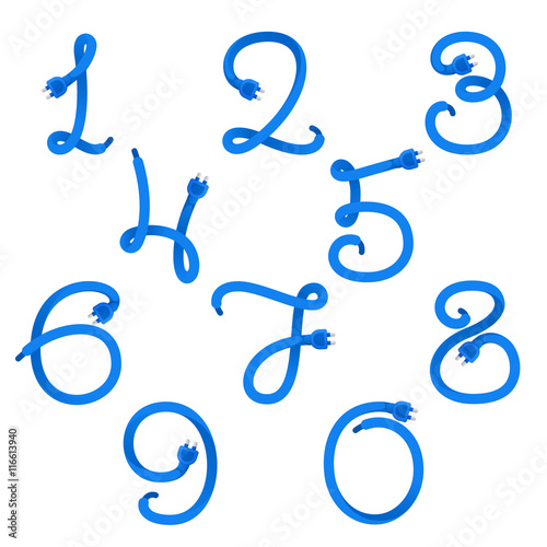 Numbers set logos formed by plug cable.