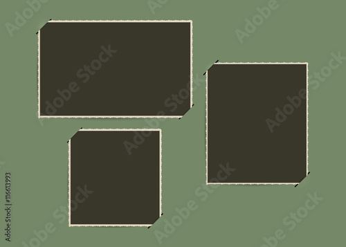 Page of vintage photo album, with photo frames. Vector illustration, eps 10.