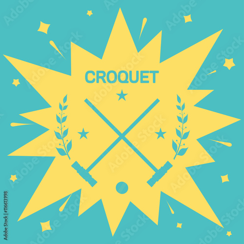 Fototapeta Naklejka Na Ścianę i Meble -  Croquet. Vintage background with clubs and ball for Croquet. Pos