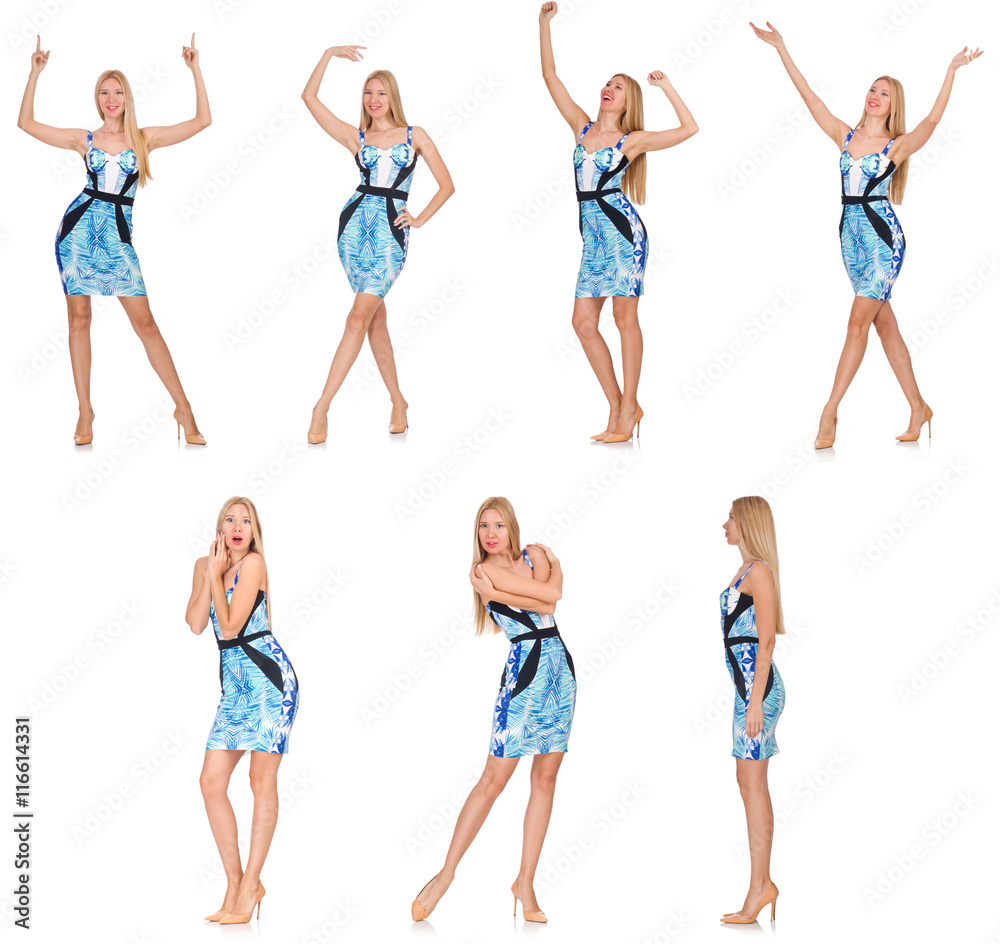 Composite photo of woman in various poses Composite photo of woman in various poses