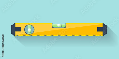 Bubble level tool in a flat style. Ruler. Building and engineering equipment. Measure. Vector illustration.
