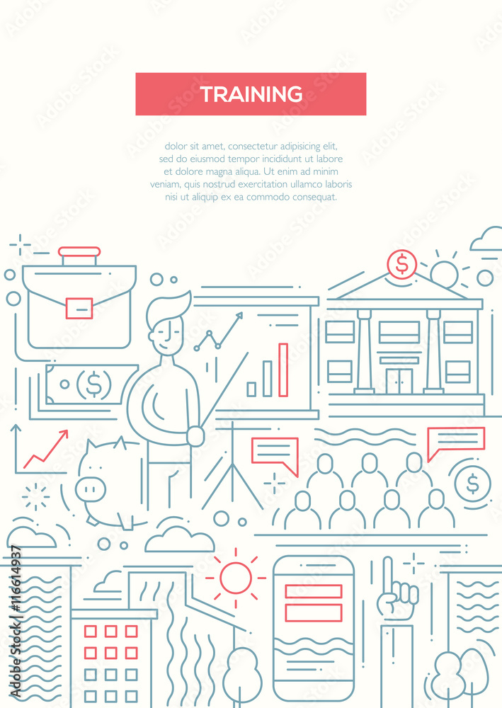 Business Training - line design brochure poster template A4
