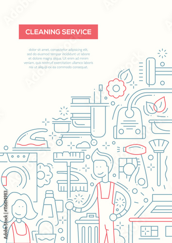 Cleaning Service - line design brochure poster template A4
