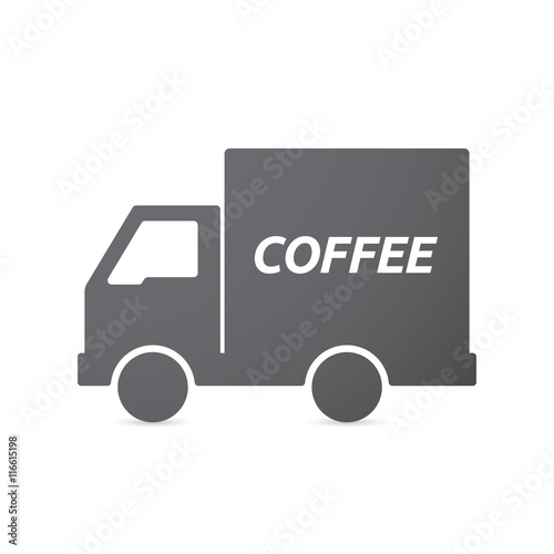 Isolated truck icon with    the text COFFEE