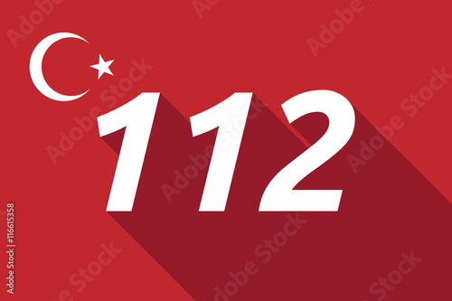 Long shadow Turkey flag with    the text 112