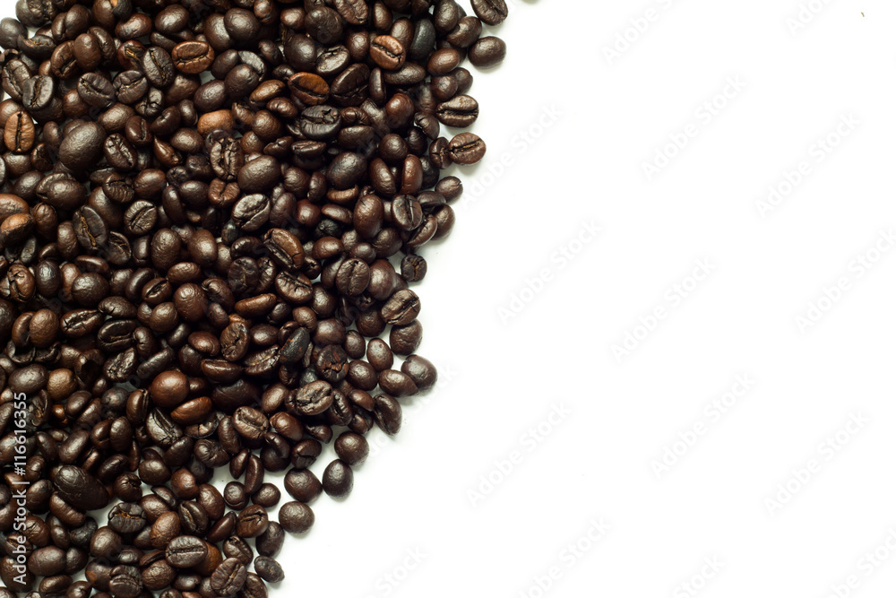 Roasted coffee bean as frame on white background Roasted coffee bean as frame on white background