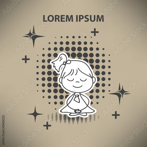 hand drawing cartoon character happy people sitting meditation
