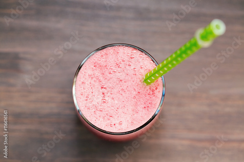 Watermelon smoothie in a glass. Shallow dof