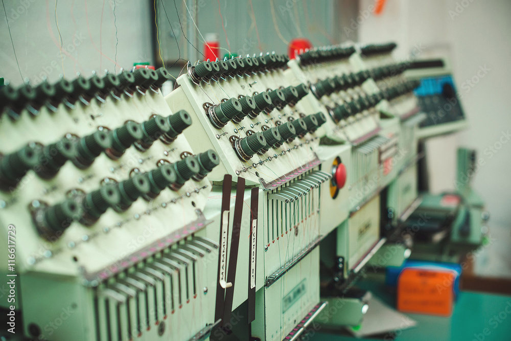 Machines on the textile factory.