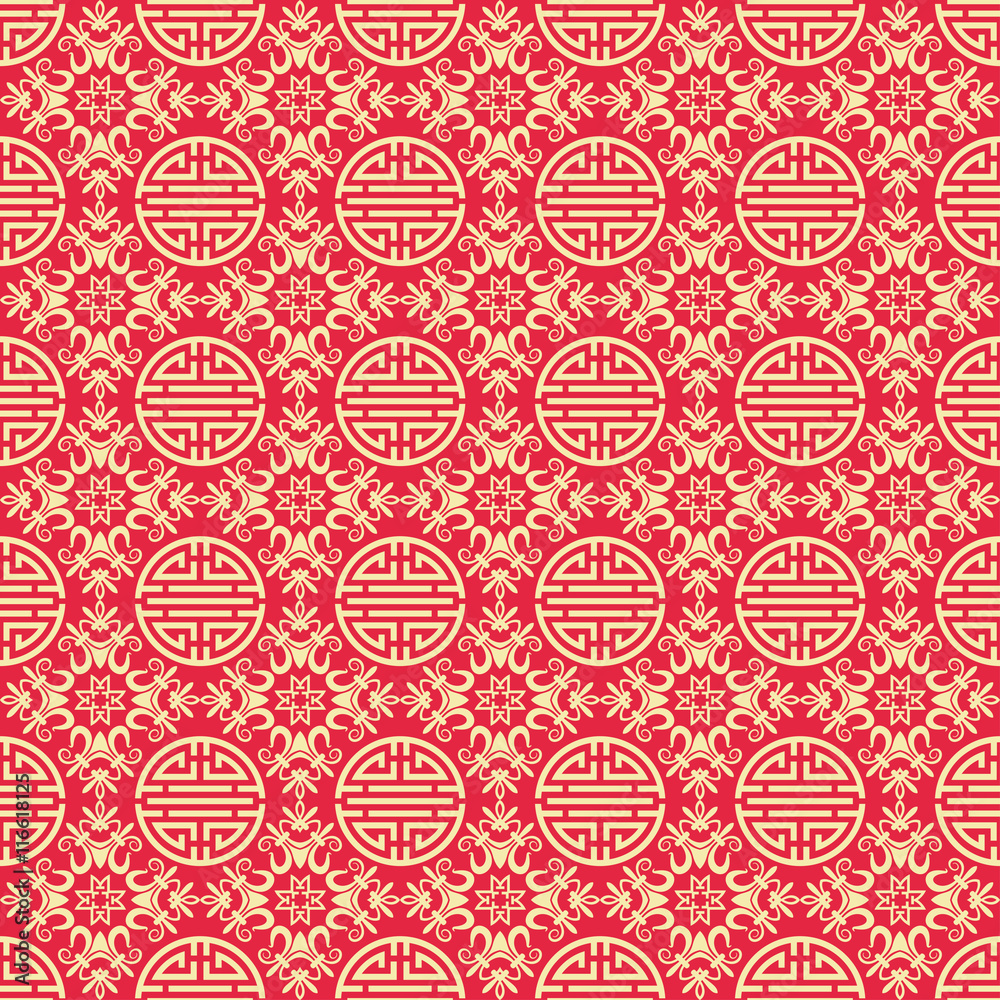 Geometric pattern. Chinese, indian, japanese style. Seamless texture, vector background