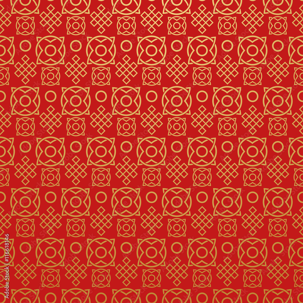 Chinese pattern. Red. Wallpaper design. Geometric tiles. Vector image.