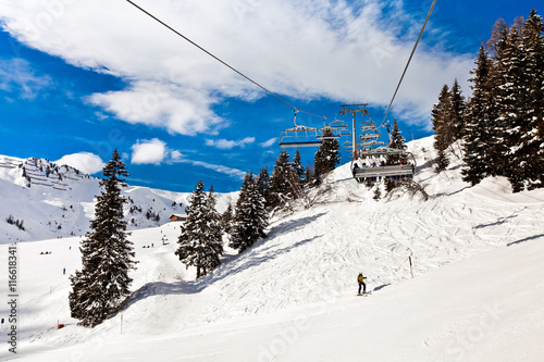 Ski chair lift in Alps, Mayerhofen, Austria