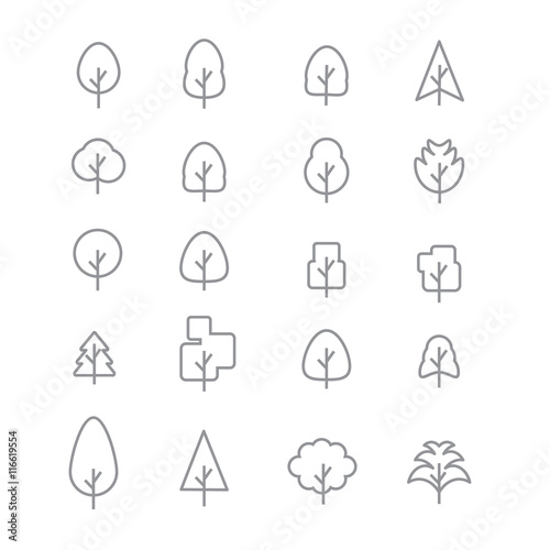 set of tree in line style