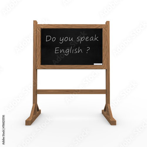 3d black chalkboard do you speak english