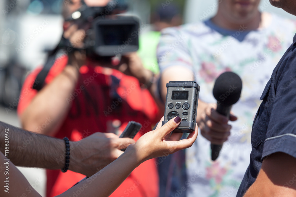 Fototapeta premium TV interview. News conference.