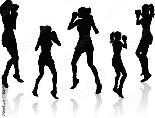 boxer woman vector silhouette