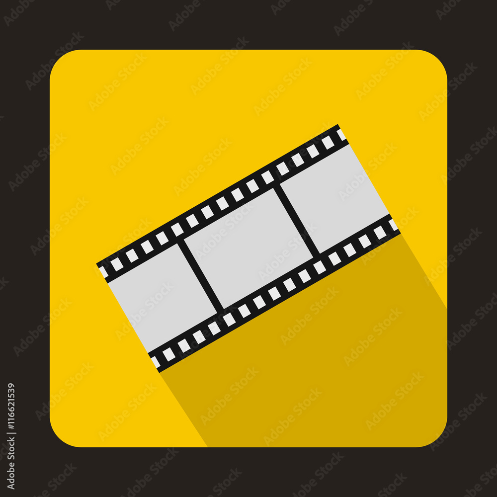 Film strip icon in flat style on a yellow background
