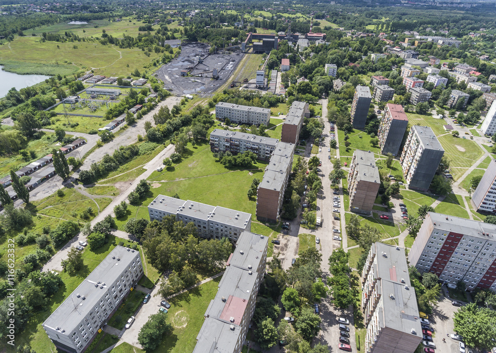 Typical socialist block of flats in Poland. East Europe. View fr Typical socialist block of flats in Poland. East Europe. View fr
